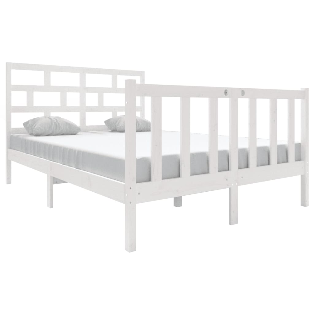 vidaXL Bedframe massief grenenhout wit 140x190 cm