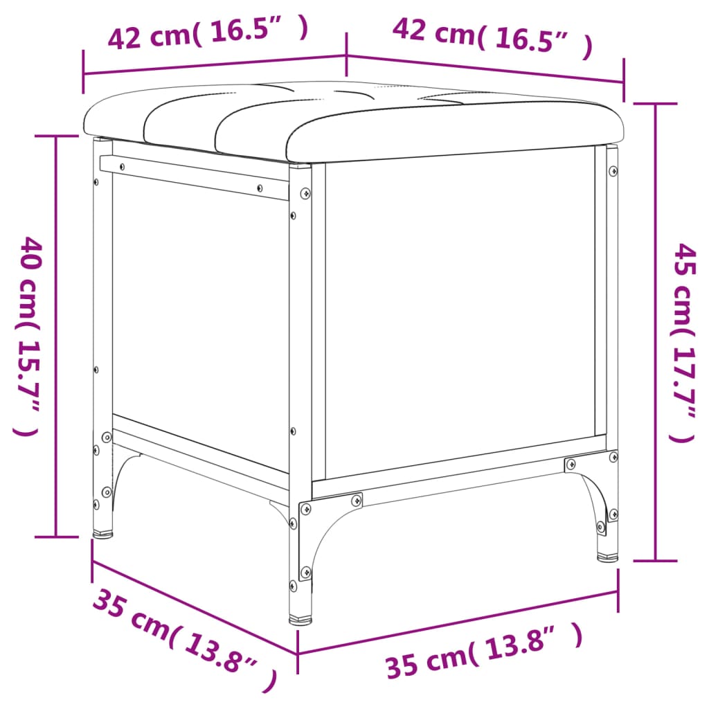 vidaXL Opbergbankje 42x42x45 cm bewerkt hout sonoma eikenkleurig