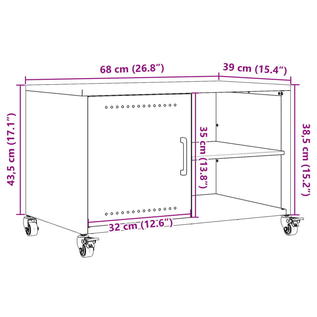 vidaXL Tv-meubel 68x39x43,5 cm staal olijfgroen