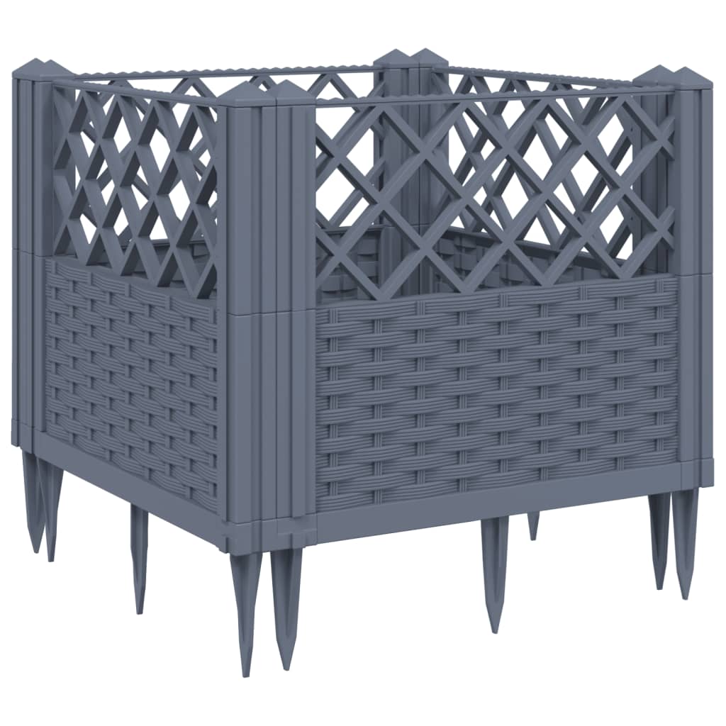 vidaXL Plantenbak met pinnen 43,5x43,5x43,5 cm polypropeen grijs