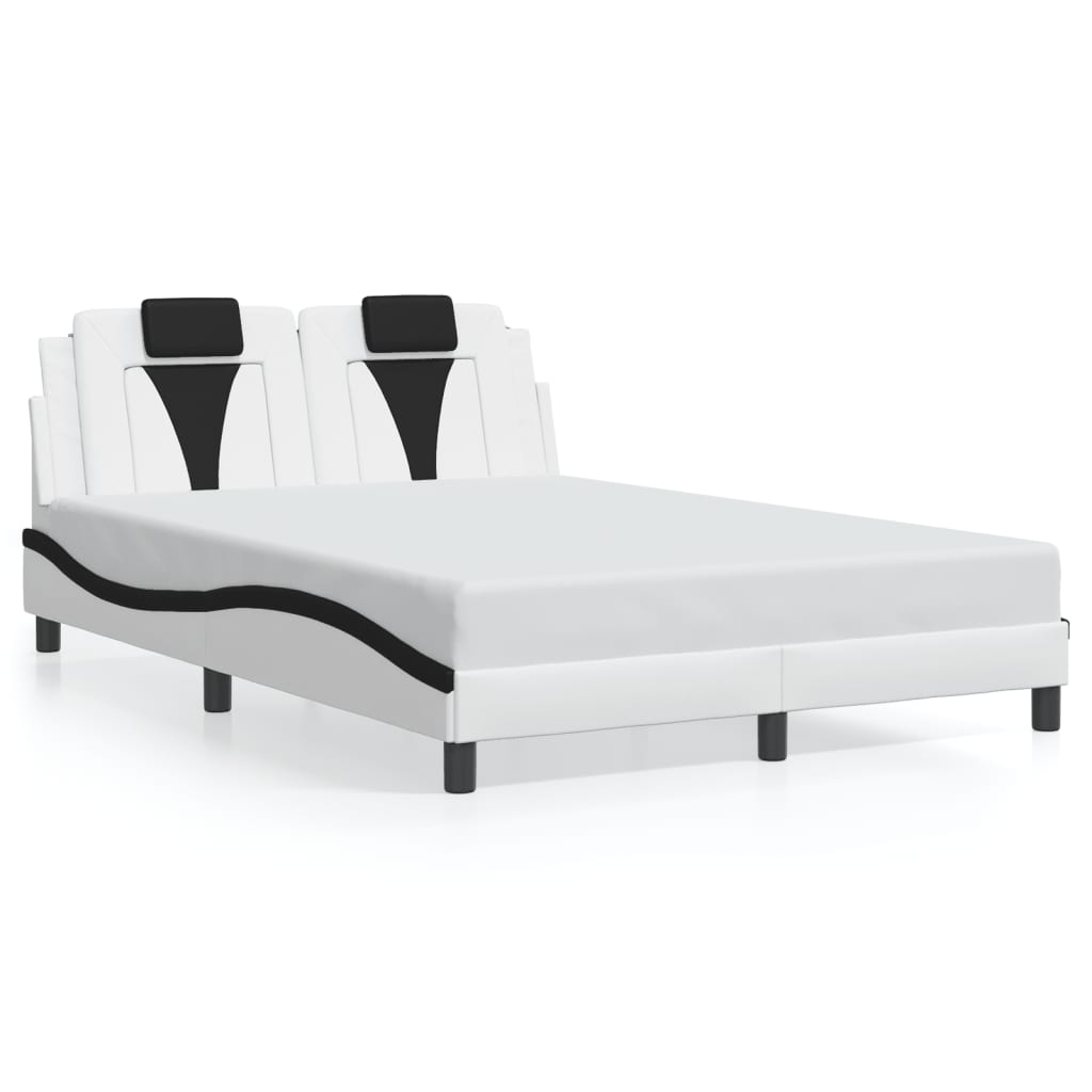 vidaXL Bedframe met hoofdbord kunstleer zwart en wit 140x200 cm