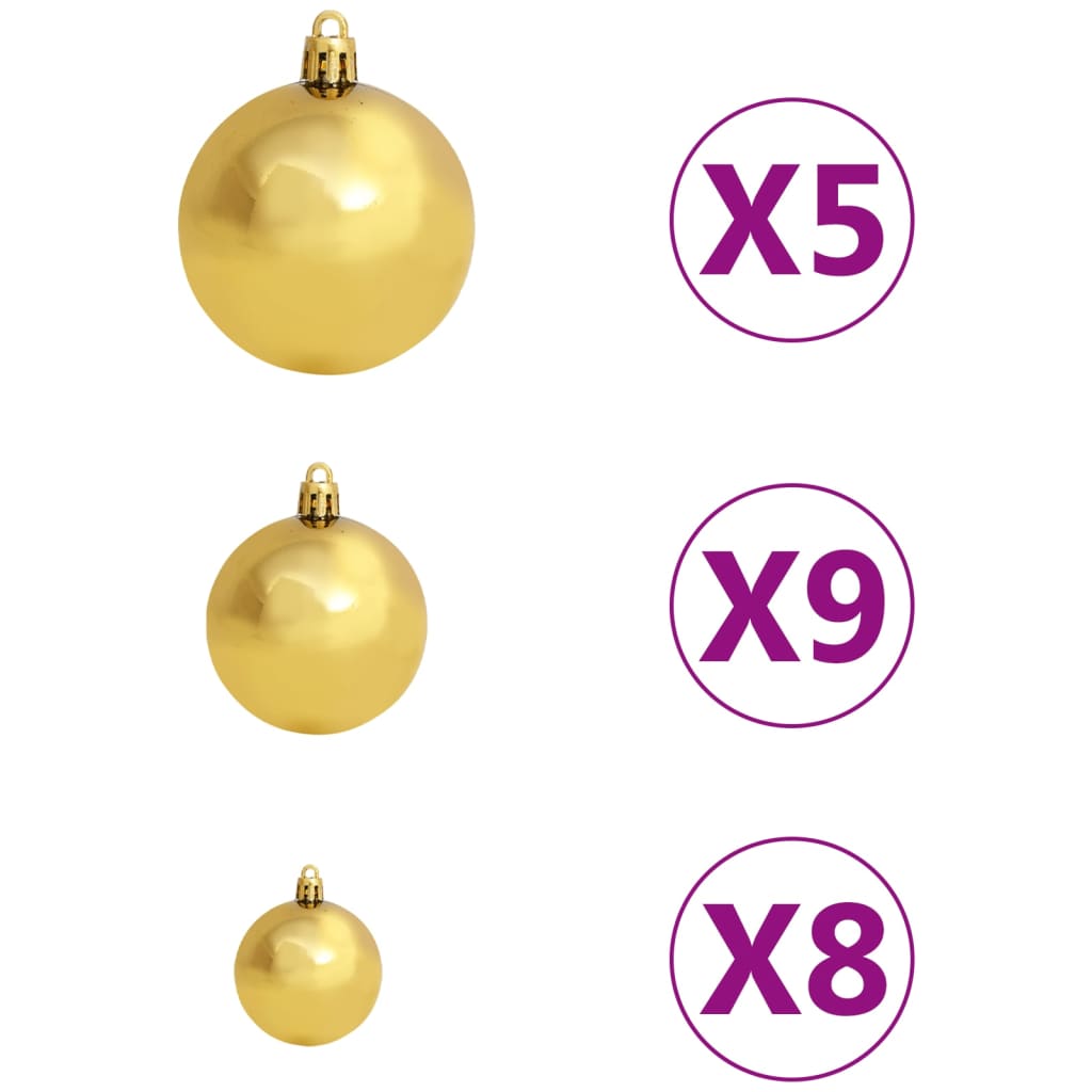 vidaXL Kunstkerstboom met verlichting en kerstballen 150 cm PVC roze