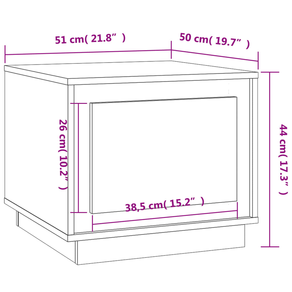 vidaXL Salontafel 51x50x44 cm bewerkt hout grijs sonoma eikenkleurig