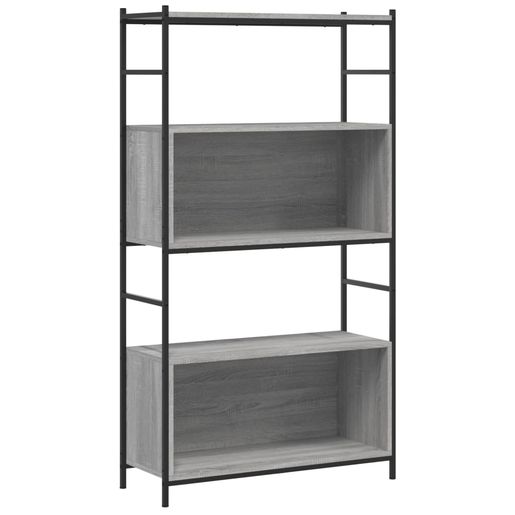 vidaXL Boekenrek 80x30x145,5 cm bewerkt hout en ijzer grijs sonoma