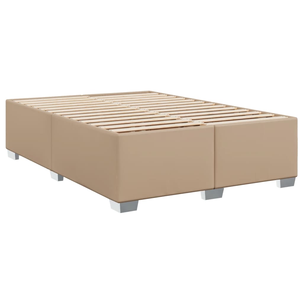 vidaXL Boxspring met matras kunstleer cappuccinokleurig 140x200 cm