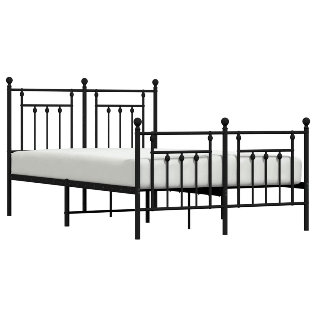 vidaXL Bedframe met hoofd- en voeteneinde metaal zwart 120x200 cm