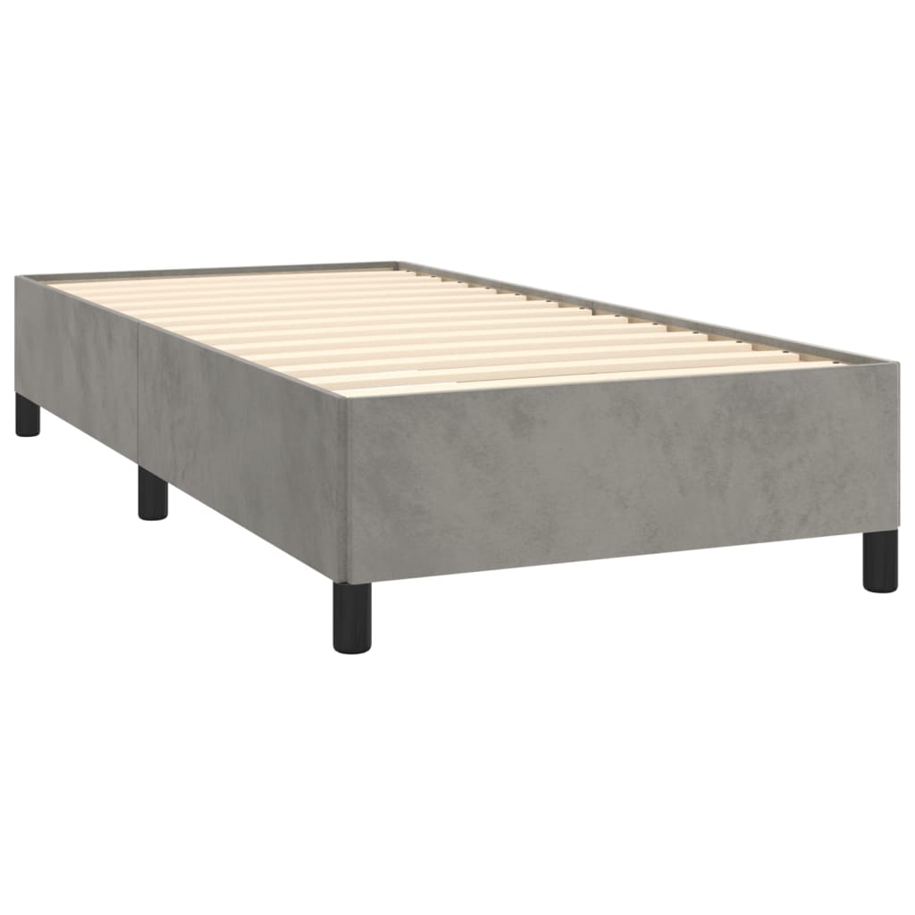 vidaXL Boxspring met matras fluweel lichtgrijs 100x200 cm