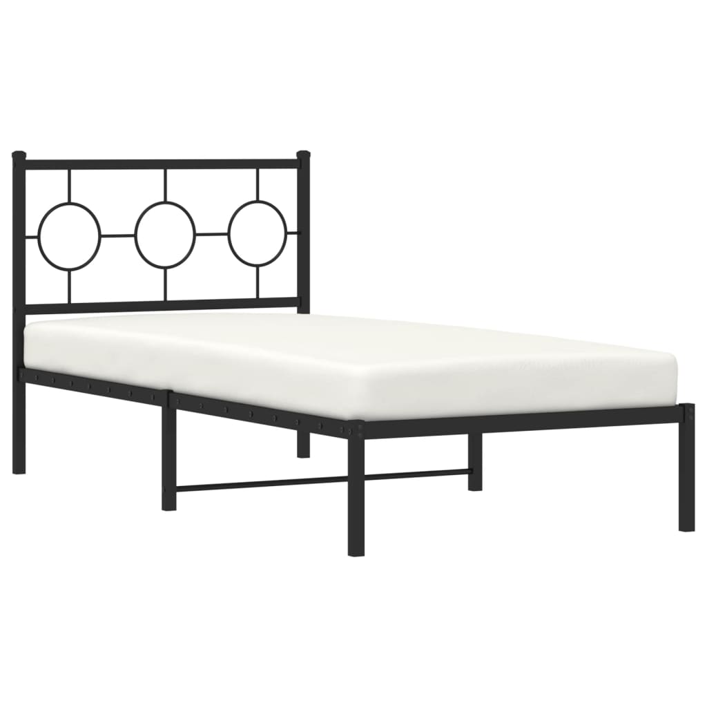 vidaXL Bedframe met hoofdbord metaal zwart 90x200 cm