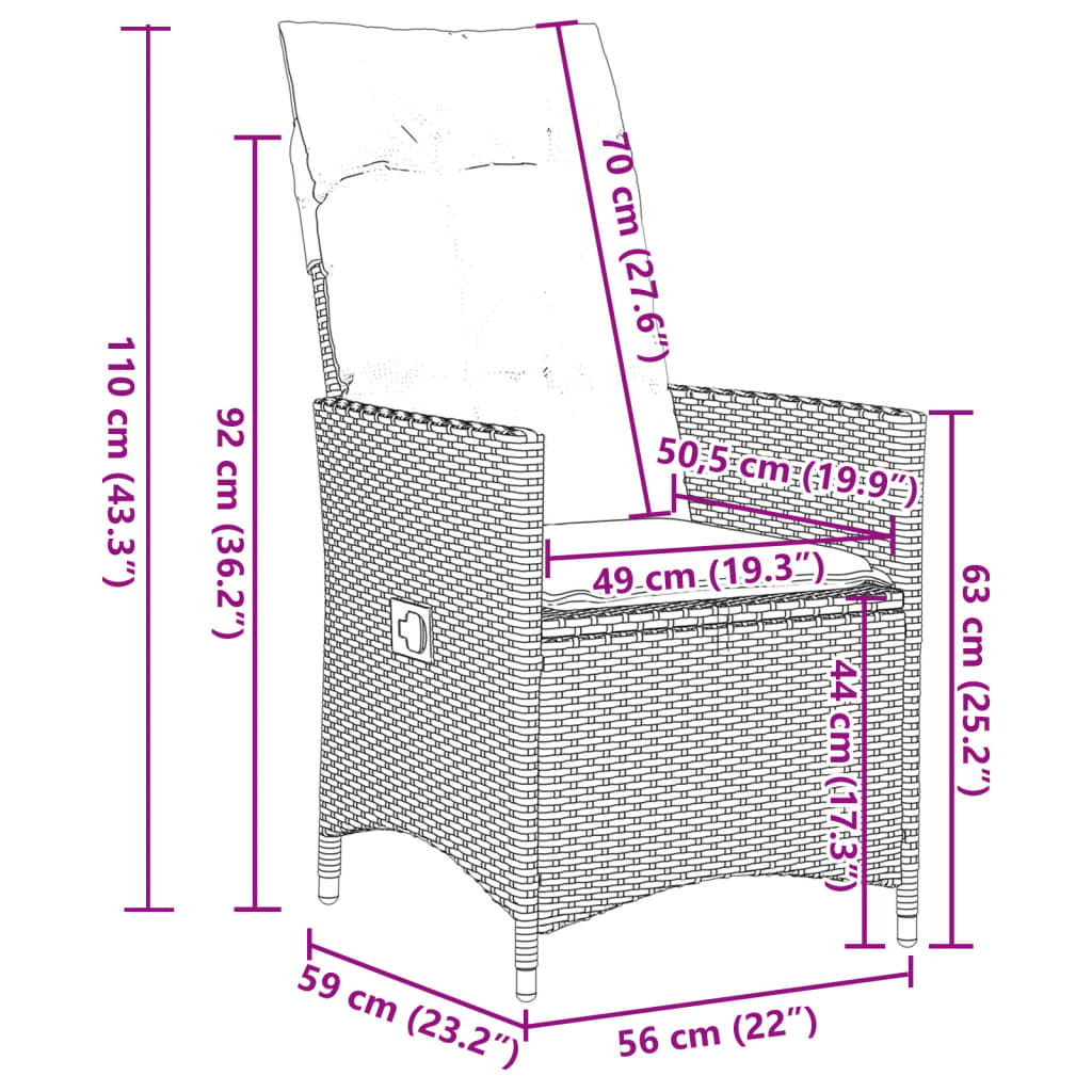 vidaXL 11-delige Bistroset met kussens poly rattan beige