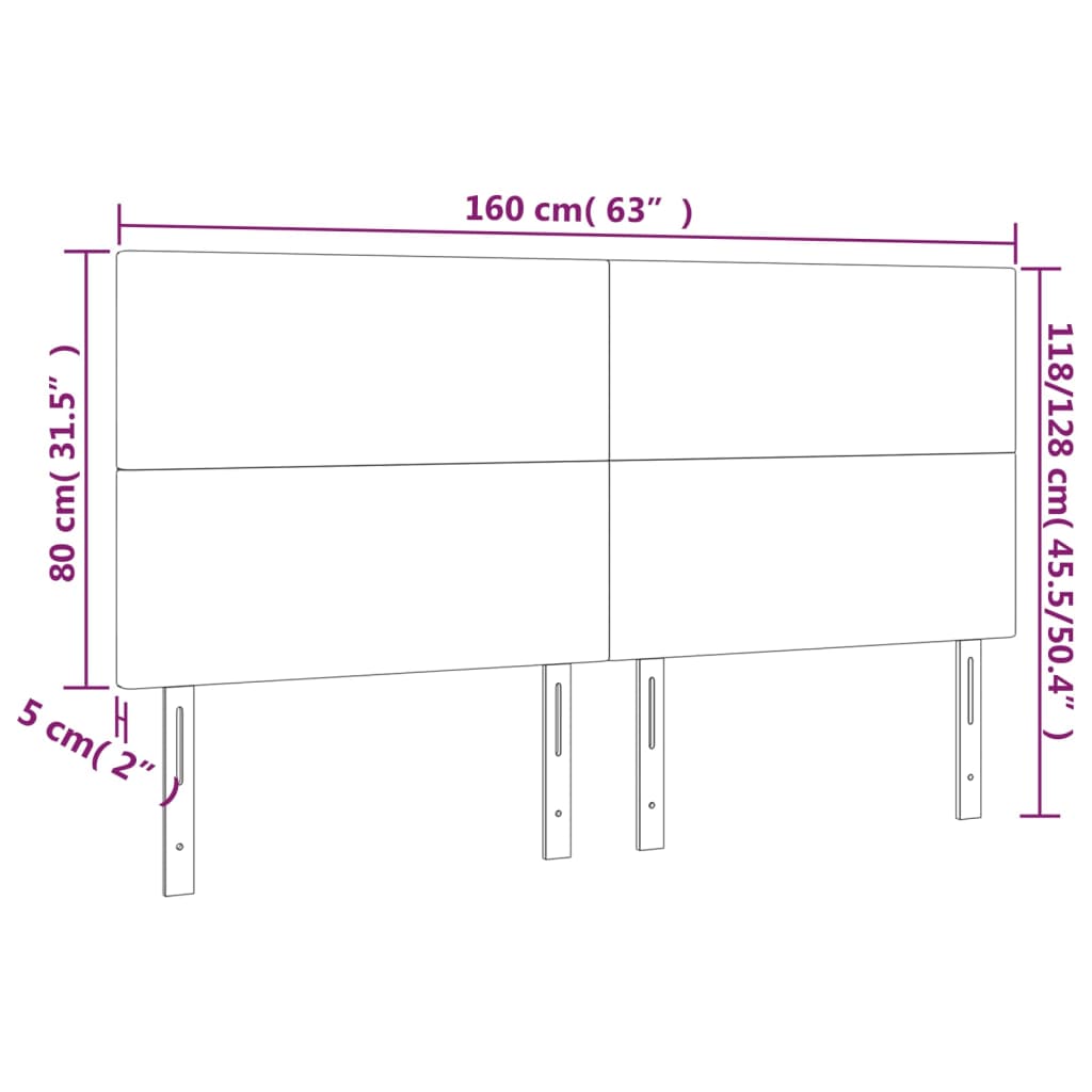 vidaXL Hoofdbord LED 160x5x118/128 cm fluweel zwart