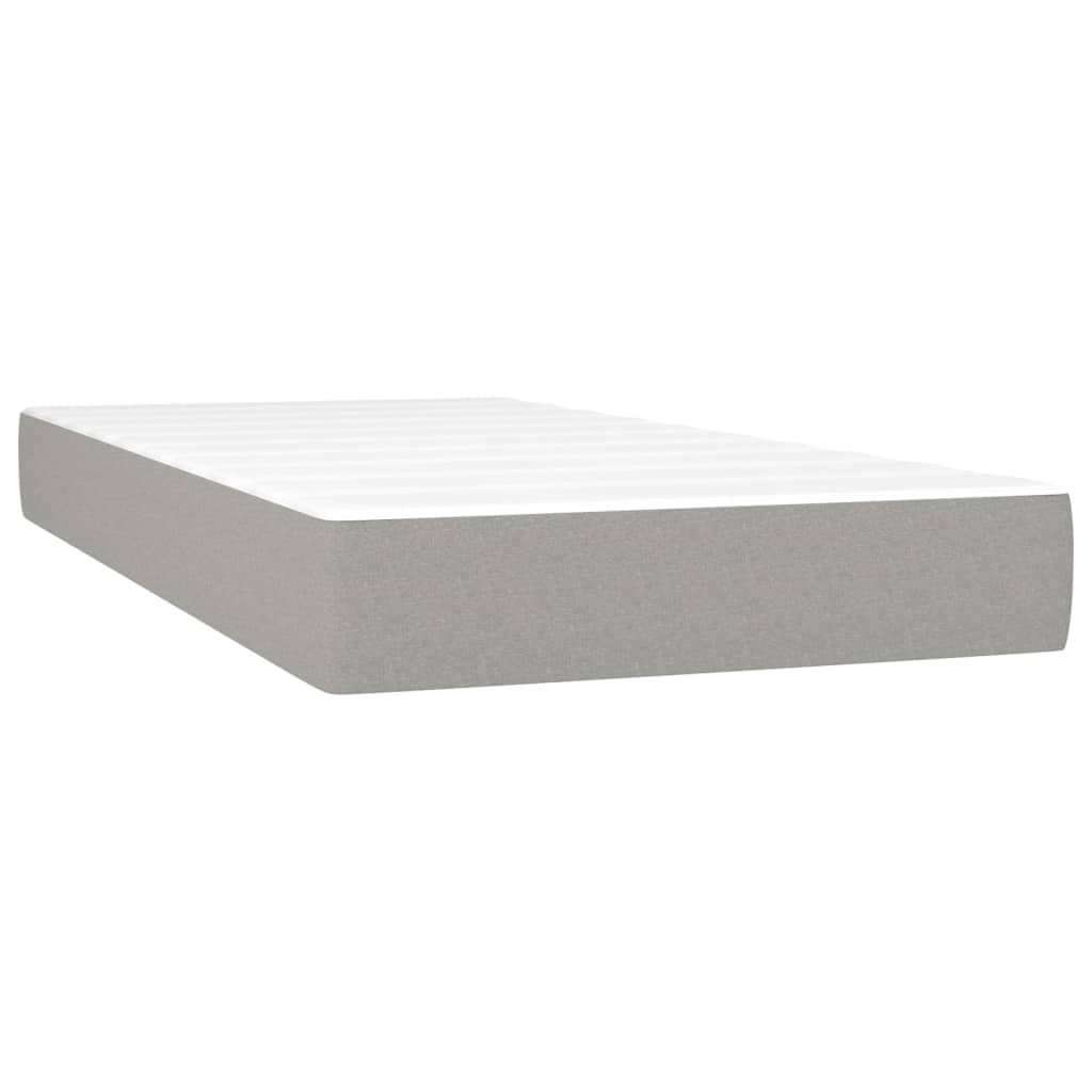 vidaXL Boxspring met matras stof lichtgrijs 90x200 cm