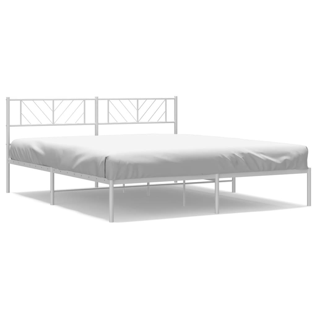 vidaXL Bedframe met hoofdbord metaal wit 180x200 cm