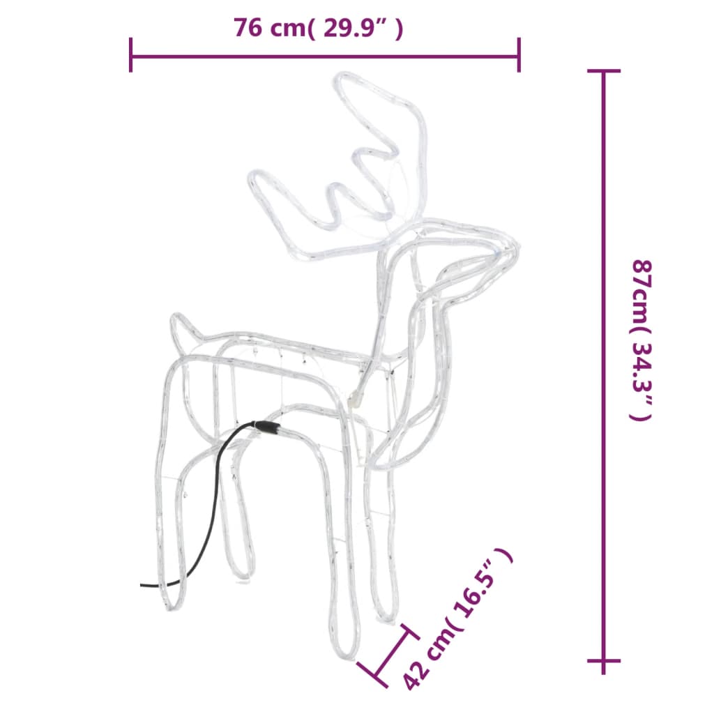 vidaXL Kerstfiguur rendier 2 st 76x42x87 cm warmwit