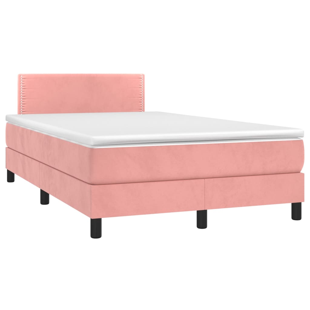 vidaXL Boxspring met matras fluweel roze 120x190 cm