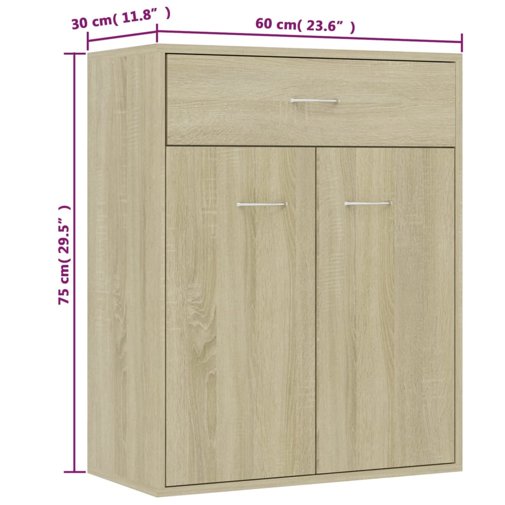 vidaXL Dressoir 60x30x75 cm bewerkt hout sonoma eikenkleurig