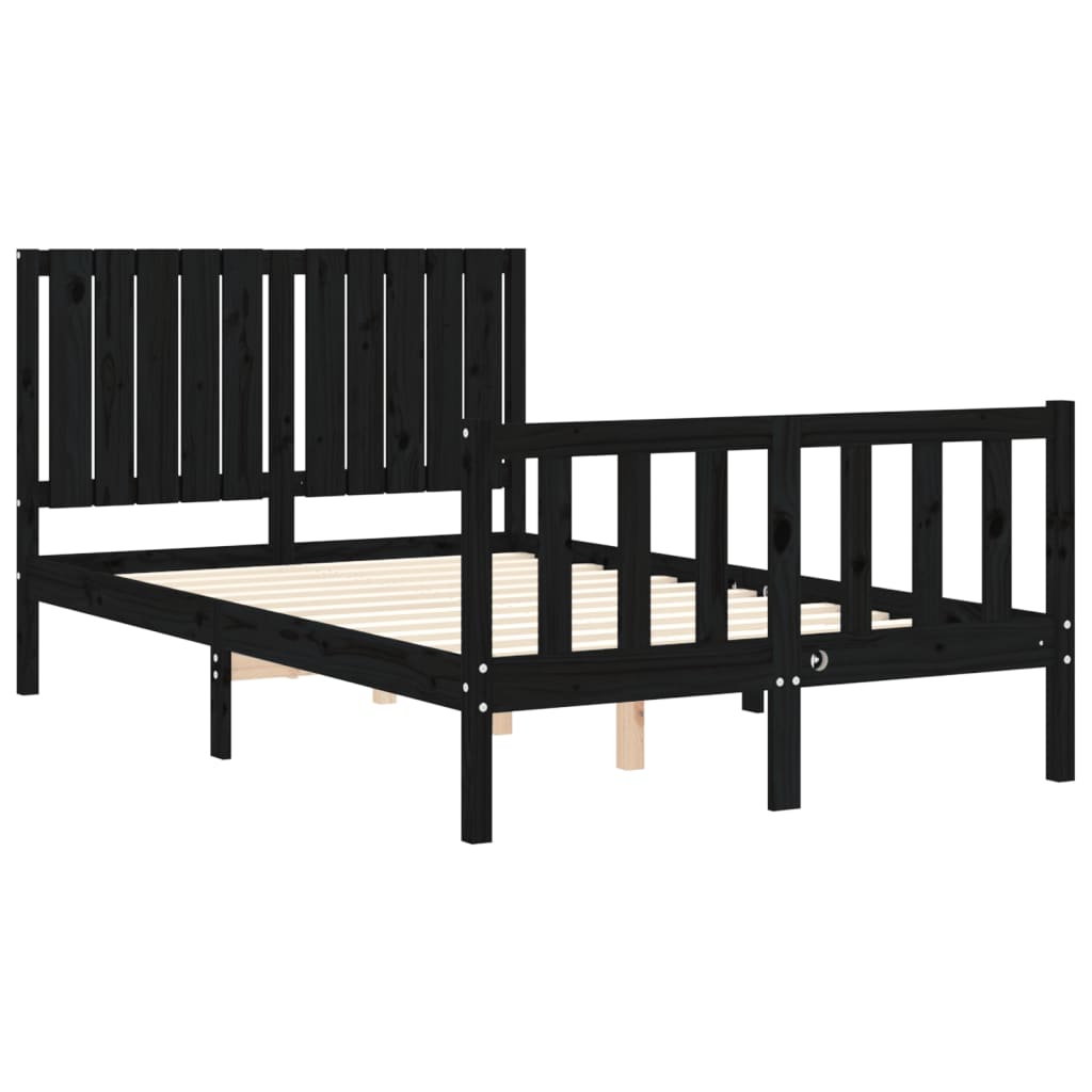 vidaXL Bedframe met hoofdbord massief hout zwart 120x200 cm