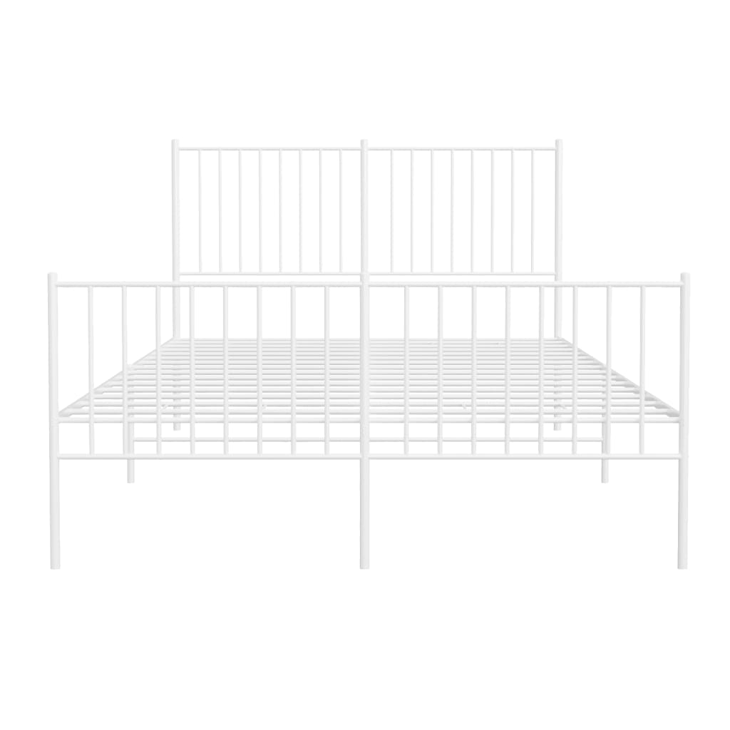 vidaXL Bedframe met hoofd- en voeteneinde metaal wit 140x200 cm