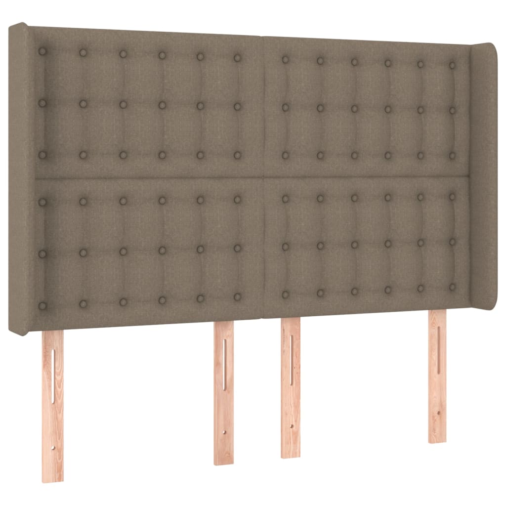 vidaXL Hoofdbord met randen 147x16x118/128 cm stof taupe