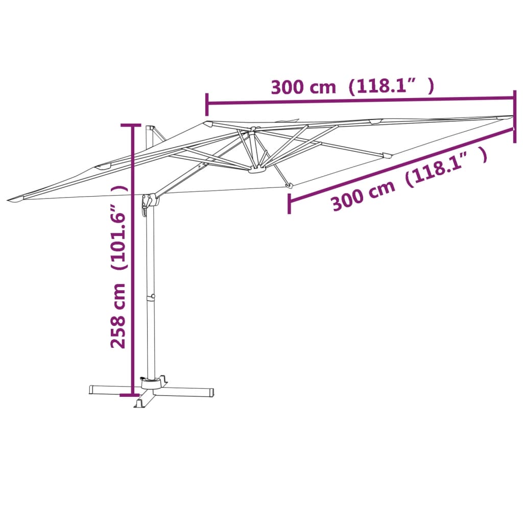 vidaXL Zweefparasol met aluminium paal 300x300 cm zandwit