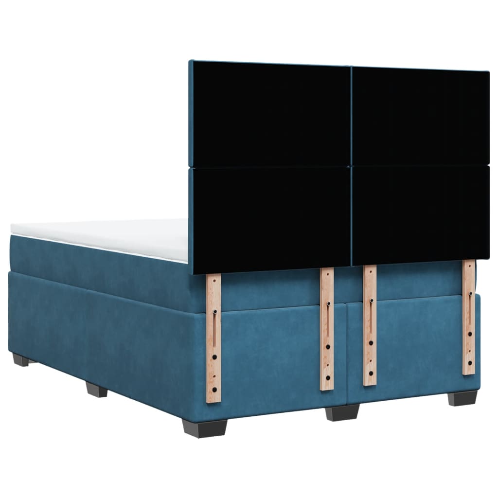 vidaXL Boxspring met matras fluweel blauw 160x200 cm