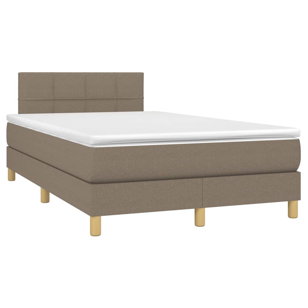 vidaXL Boxspring met matras en LED stof taupe 120x190 cm