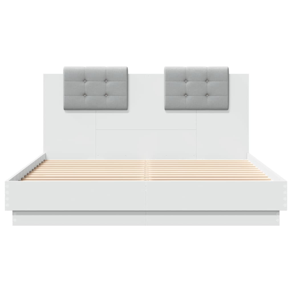 vidaXL Bedframe met hoofdbord bewerkt hout wit 120x200 cm