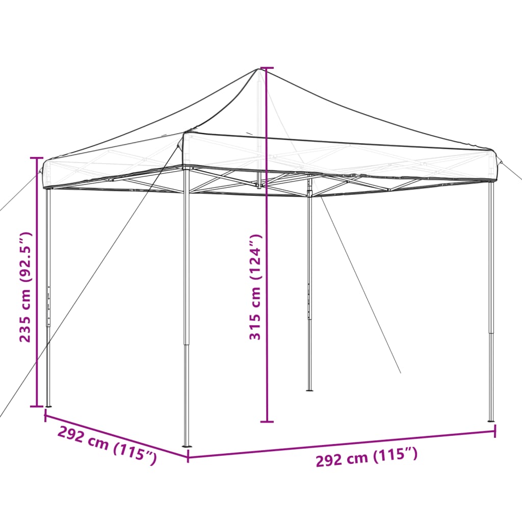 vidaXL Partytent inklapbaar pop-up 292x292x315 cm bordeauxrood