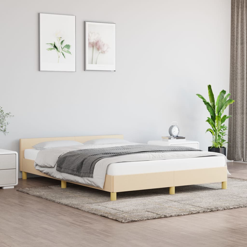 vidaXL Bedframe zonder matras stof crèmekleurig 140x190 cm