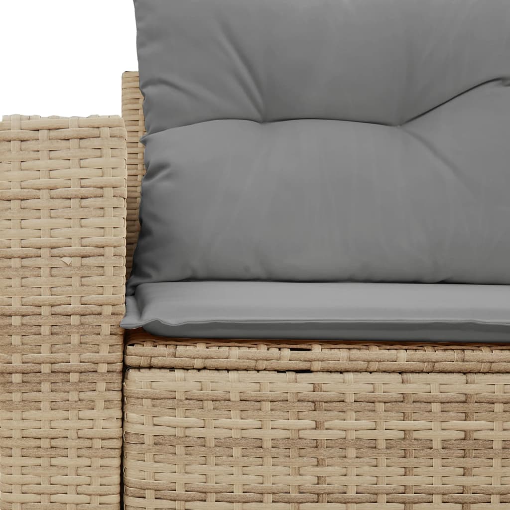 vidaXL Tuinbank 2-zits met kussens poly rattan beige