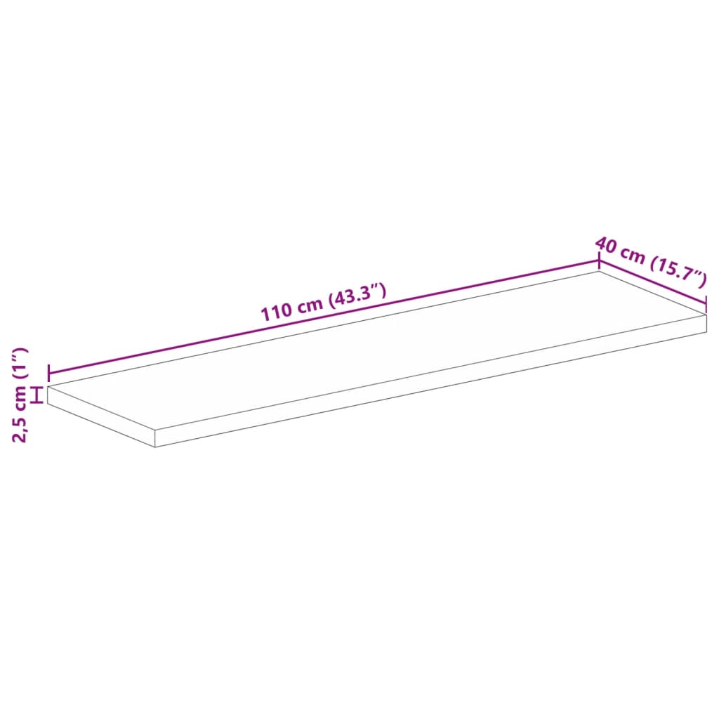 vidaXL Tafelblad rechthoekig 110x40x2,5 cm massief mangohout