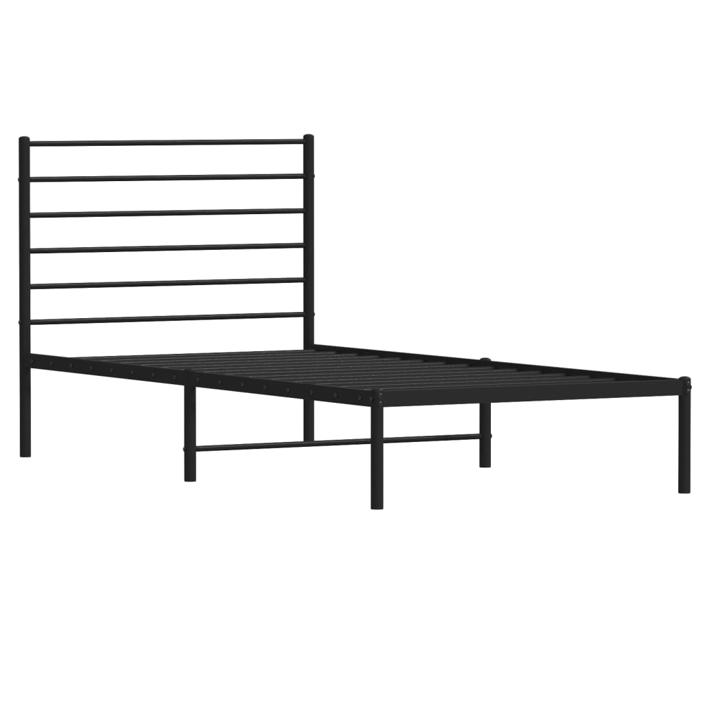 vidaXL Bedframe met hoofdbord metaal zwart 100x200 cm