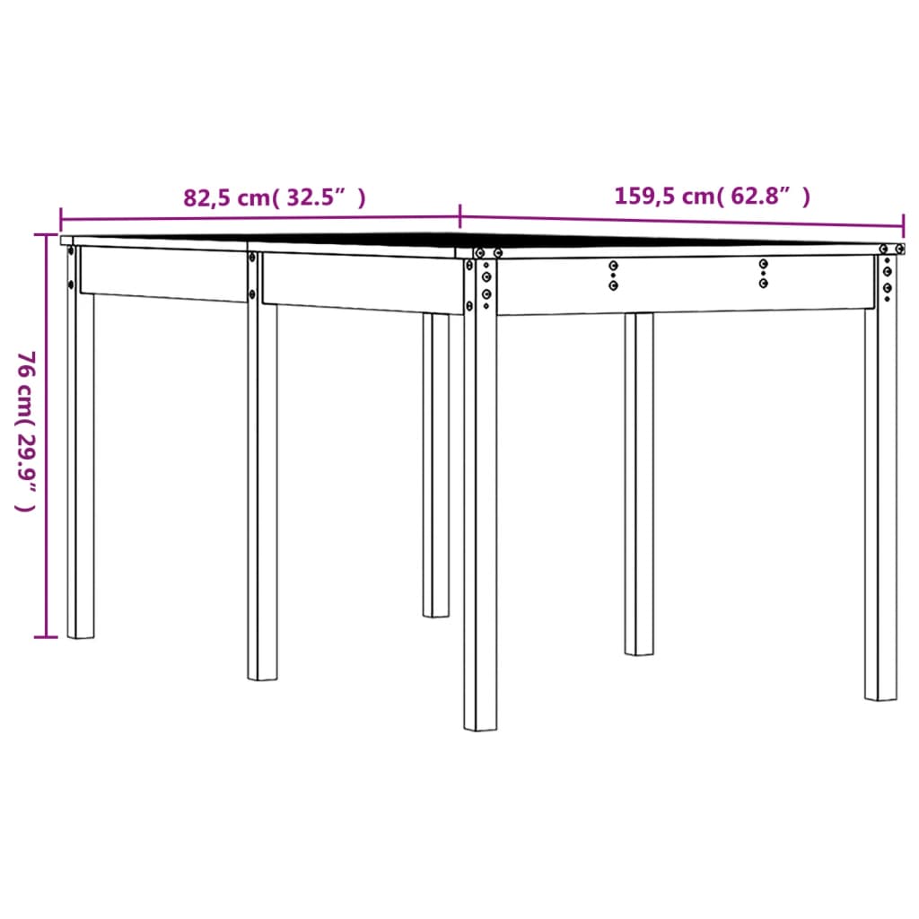 vidaXL Tuintafel 159,5x82,5x76 cm massief douglashout