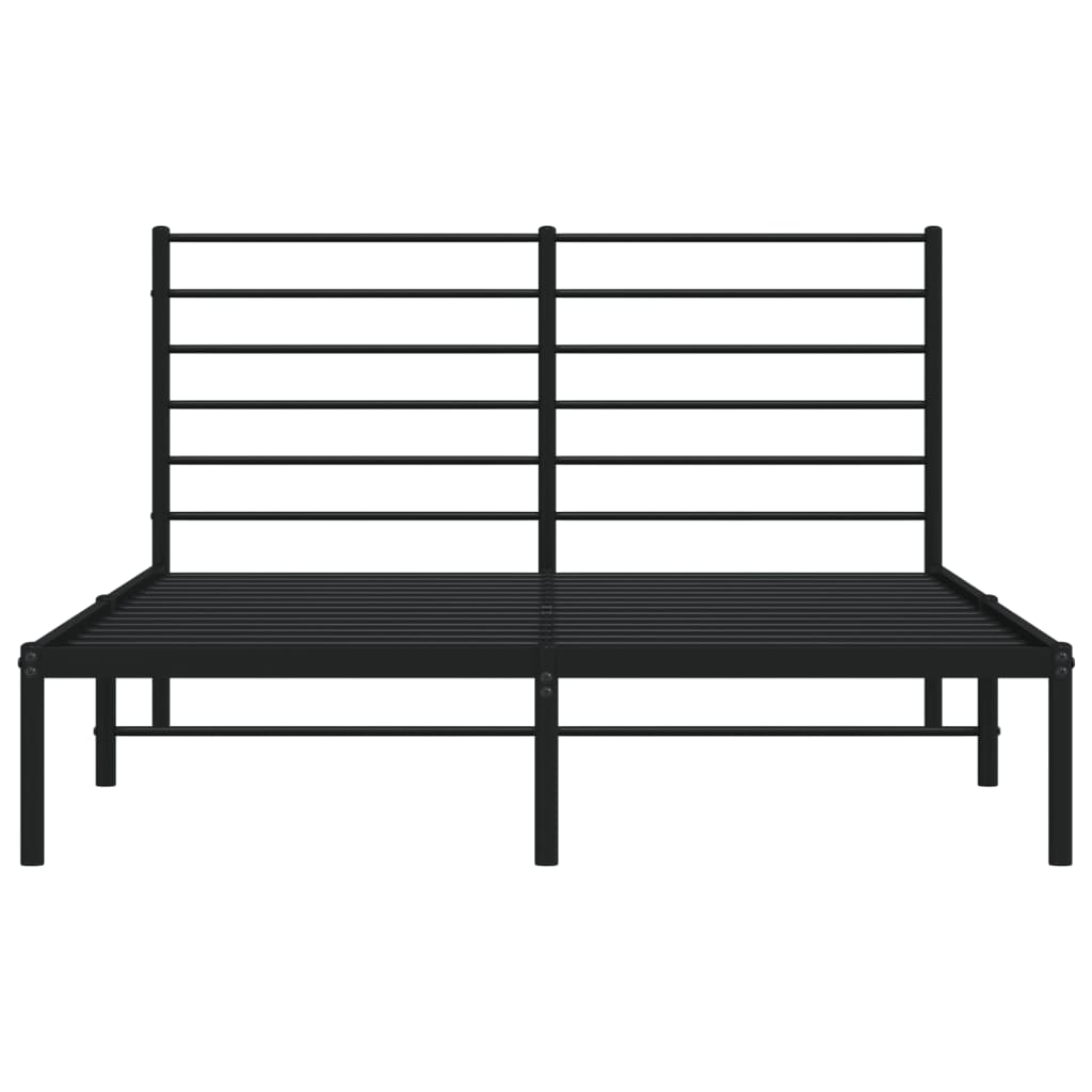 vidaXL Bedframe met hoofdbord metaal zwart 135x190 cm