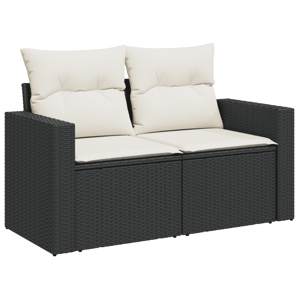 vidaXL 12-delige Loungeset met kussens poly rattan zwart