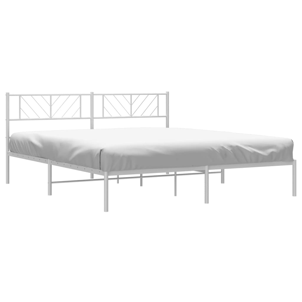 vidaXL Bedframe met hoofdbord metaal wit 183x213 cm