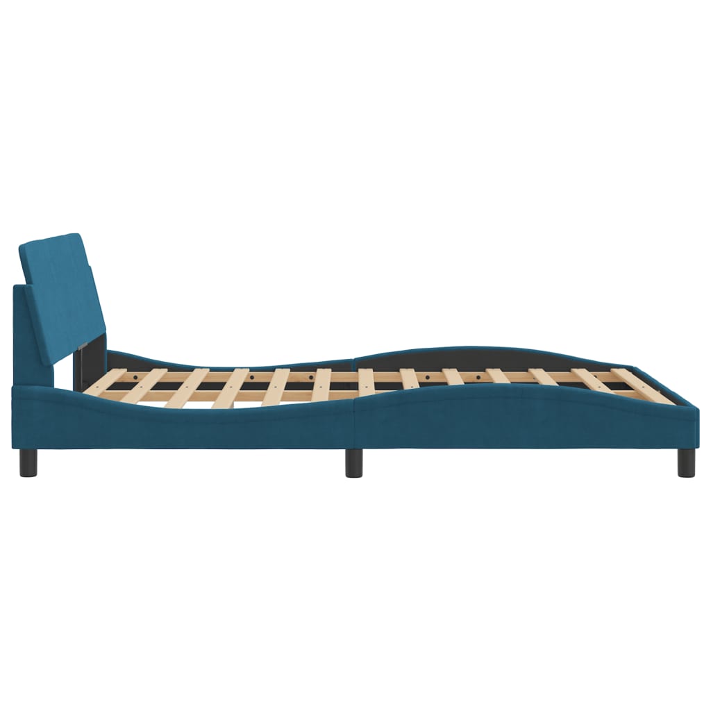 vidaXL Bedframe met hoofdeinde fluweel blauw 140x190 cm