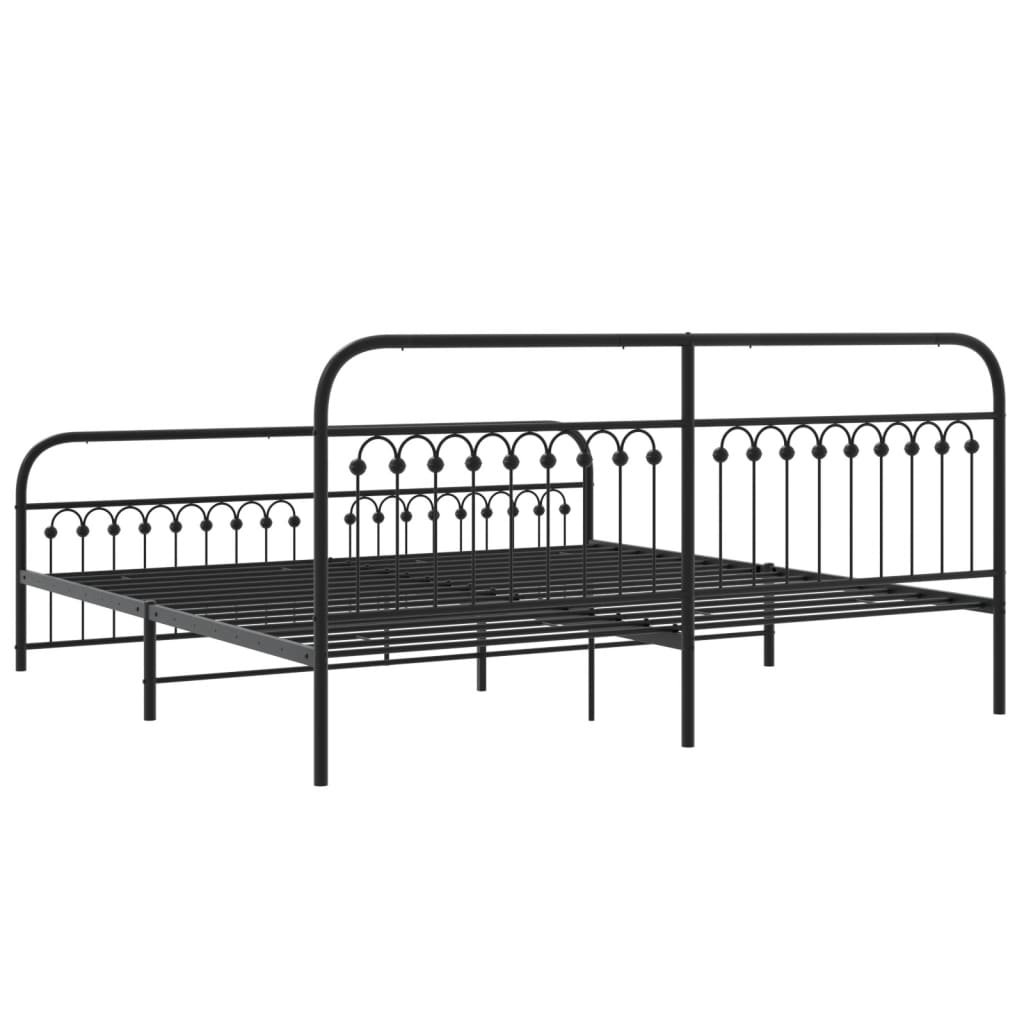 vidaXL Bedframe met hoofd- en voeteneinde metaal zwart 193x203 cm