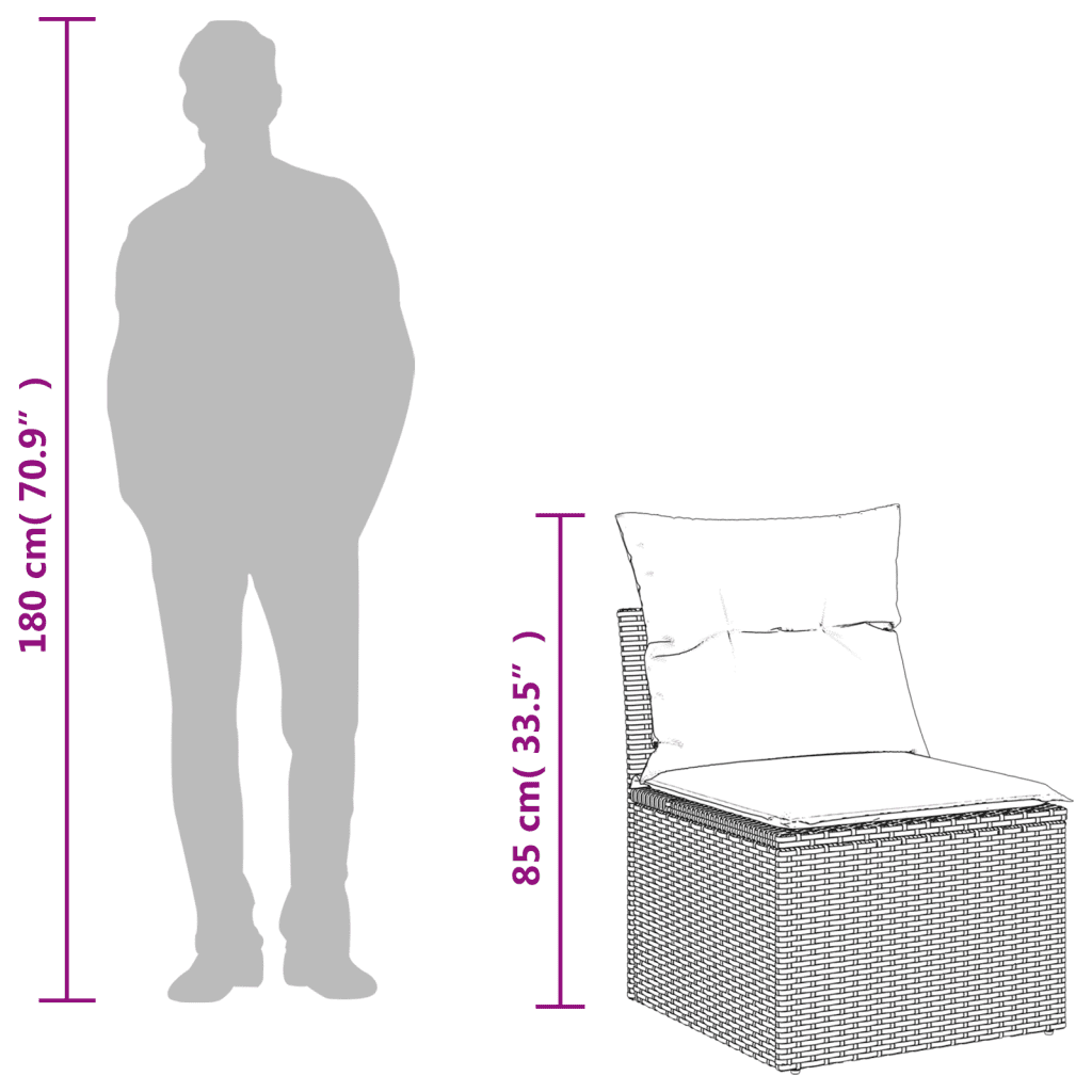 vidaXL 4-delige Loungeset met kussens poly rattan zwart