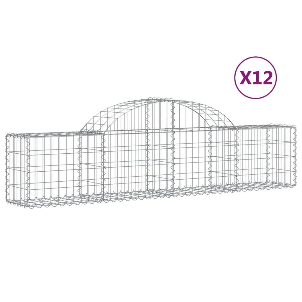 vidaXL Schanskorven 12 st gewelfd 200x30x40/60 cm gegalvaniseerd ijzer