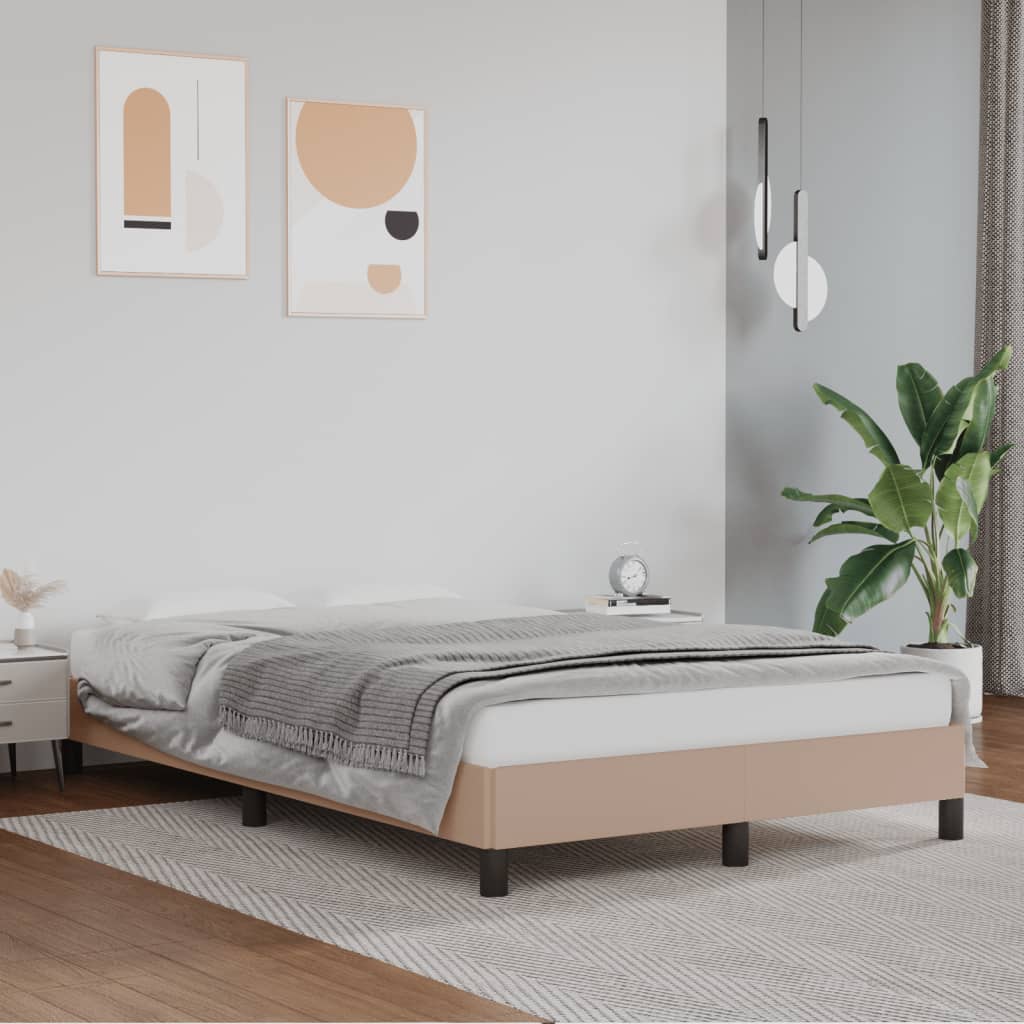 vidaXL Bedframe kunstleer cappuccinokleurig 120x190 cm