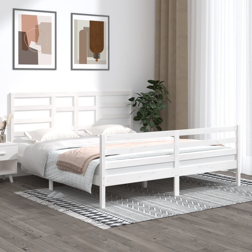 vidaXL Bedframe massief hout wit 180x200 cm