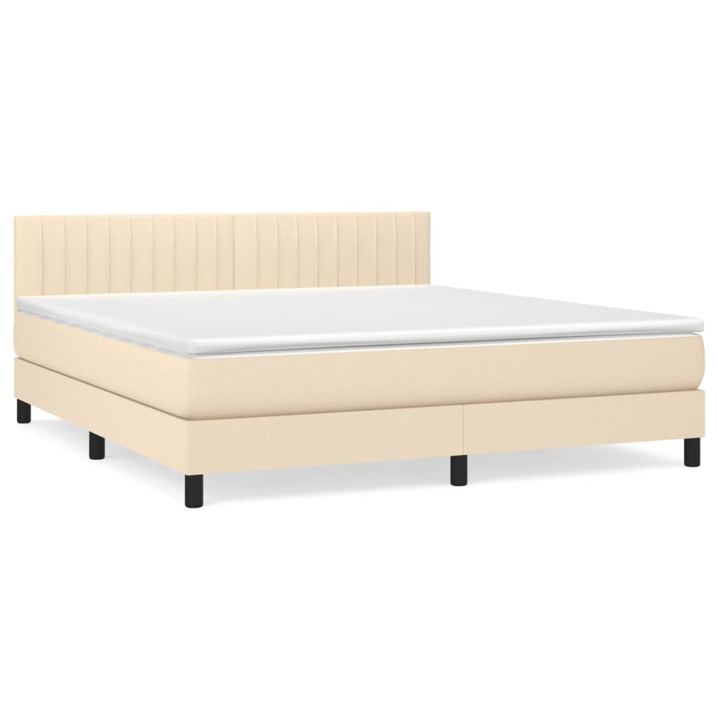 vidaXL Boxspring met matras stof crèmekleurig 180x200 cm