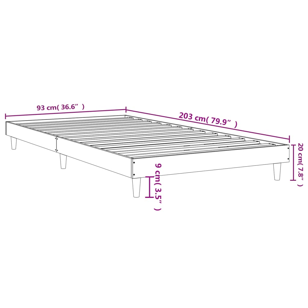 vidaXL Bedframe zonder matras hout sonoma eikenkleurig 90x200 cm