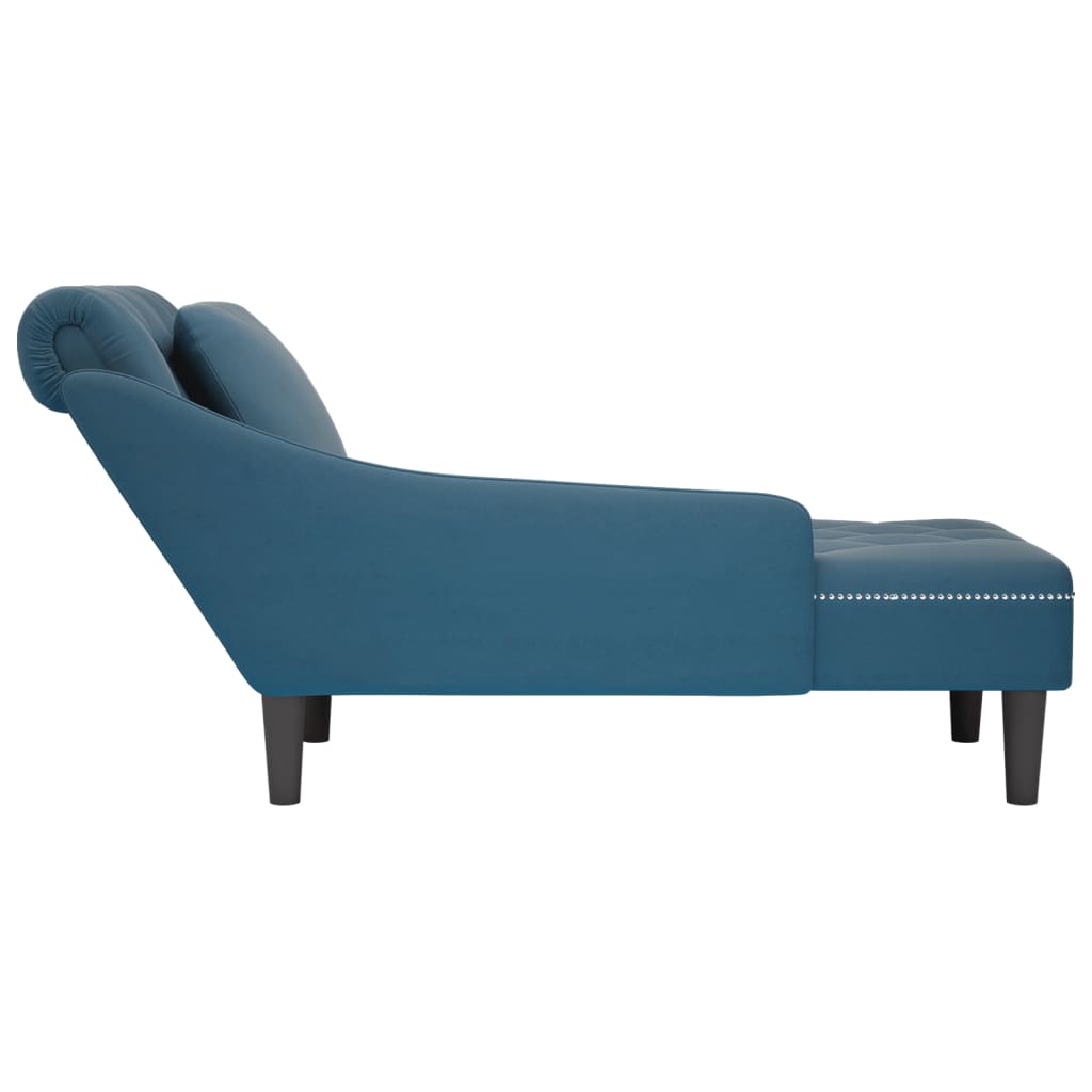 vidaXL Chaise longue met kussen en rechterarmleuning fluweel blauw