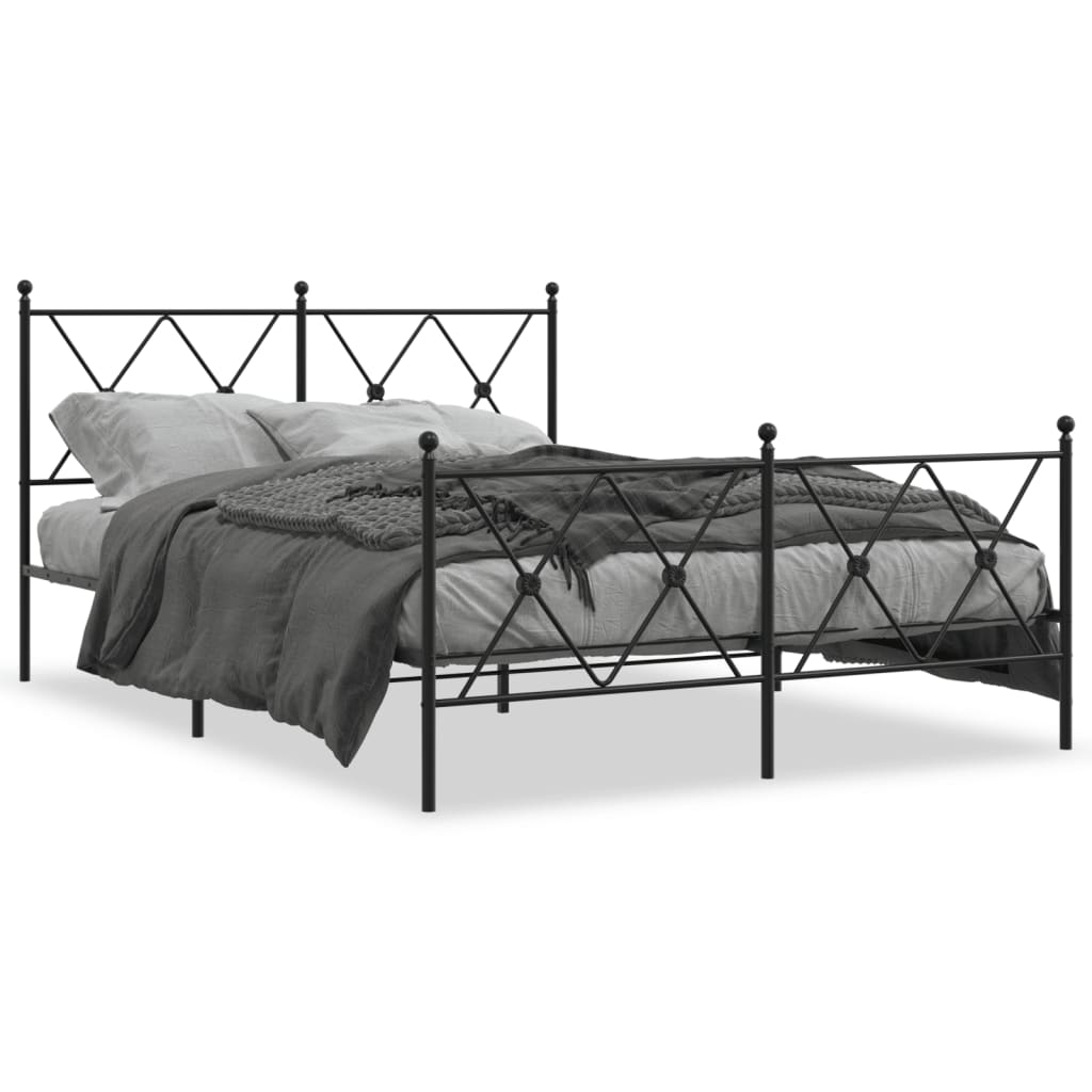 vidaXL Bedframe met hoofd- en voeteneinde metaal zwart 140x200 cm