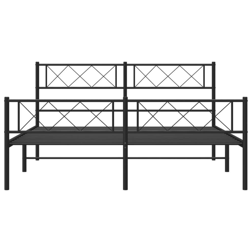 vidaXL Bedframe met hoofd- en voeteneinde metaal zwart 120x200 cm