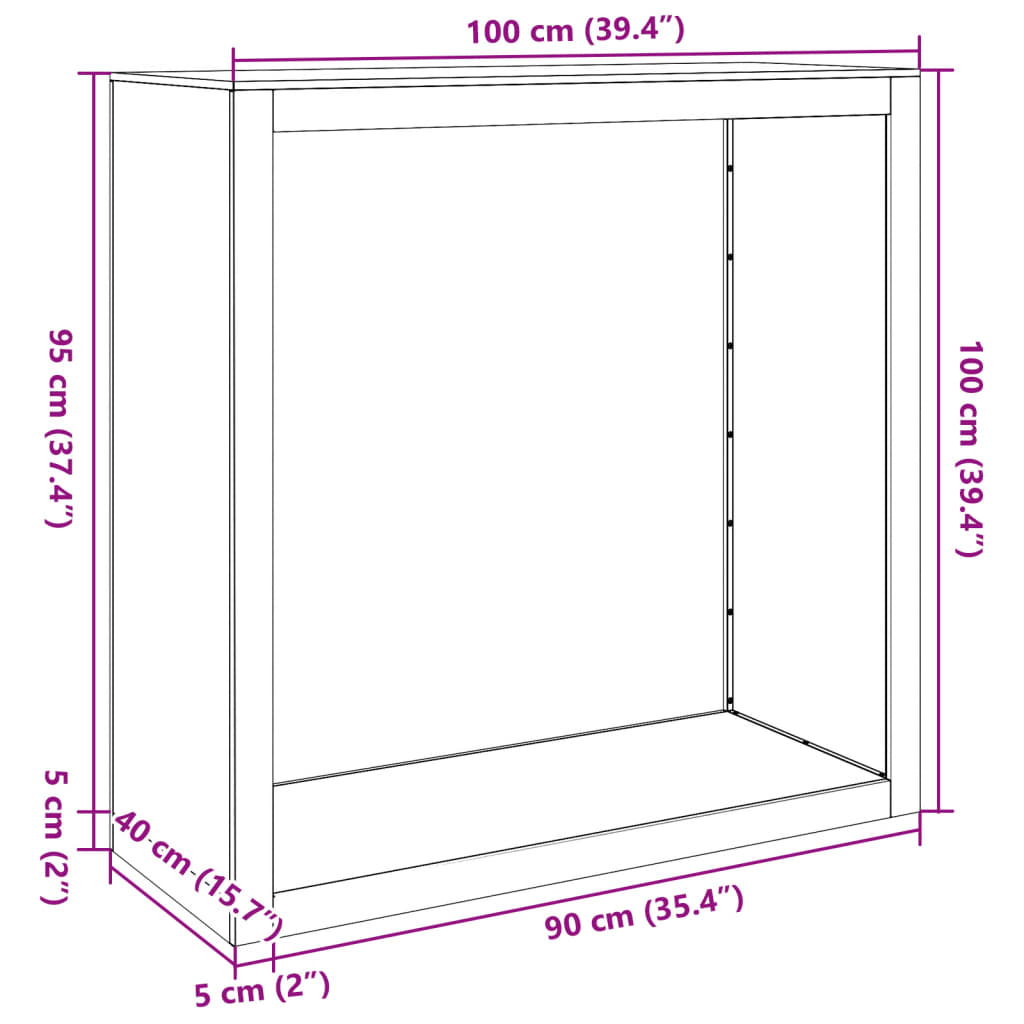 vidaXL Haardhoutrek 100x40x100 cm staal zwart