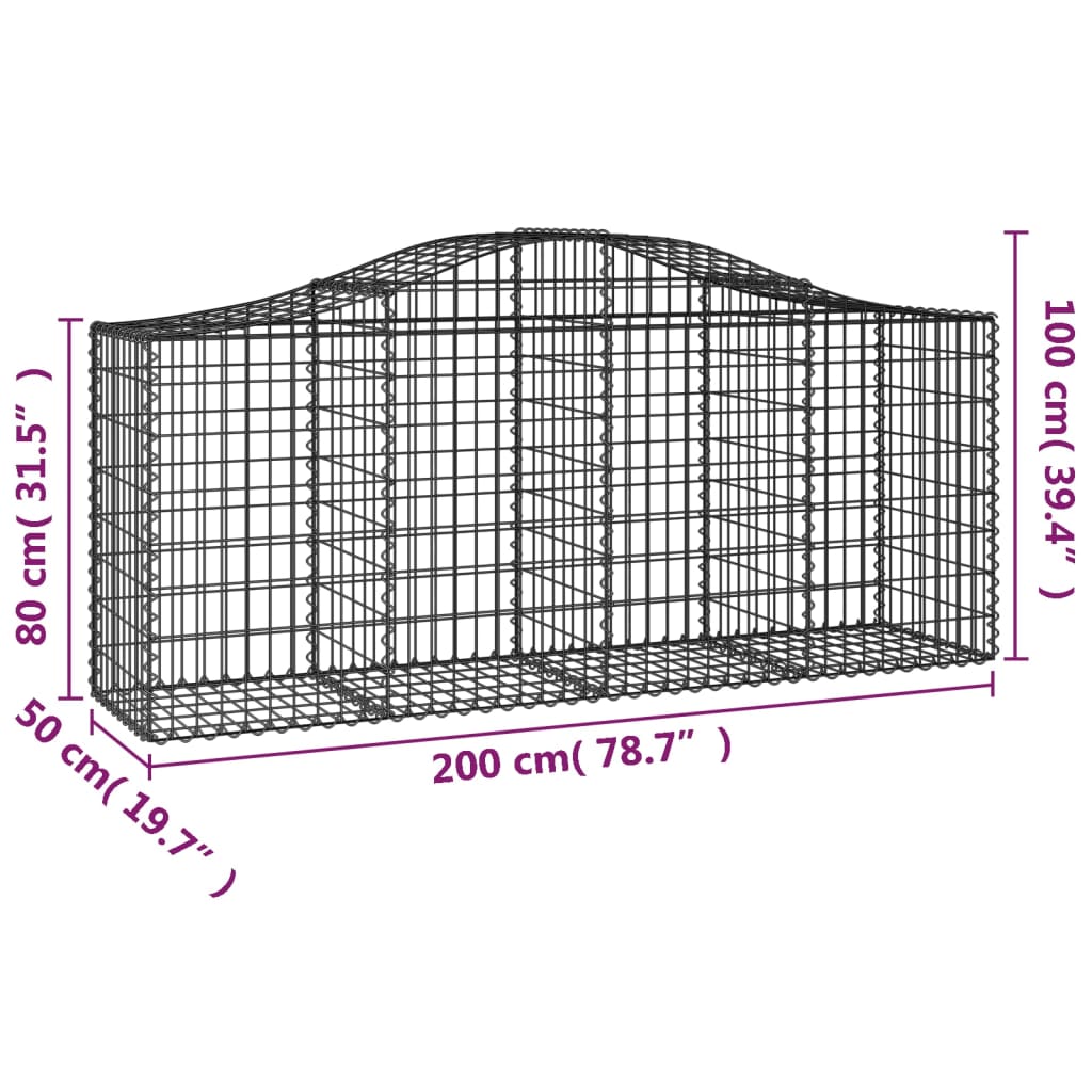 vidaXL Schanskorven 4 st gewelfd 200x50x80/100 cm gegalvaniseerd ijzer