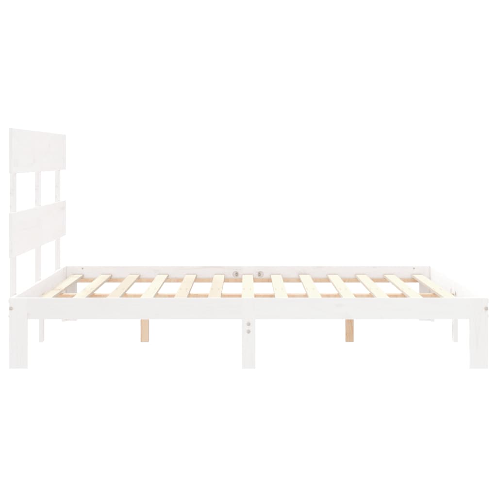 vidaXL Bedframe met hoofdbord massief hout wit 160x200 cm