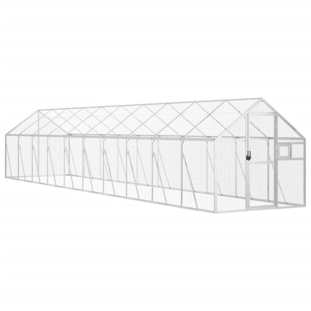 vidaXL Volière 1,79x10x1,85 m aluminium zilverkleurig